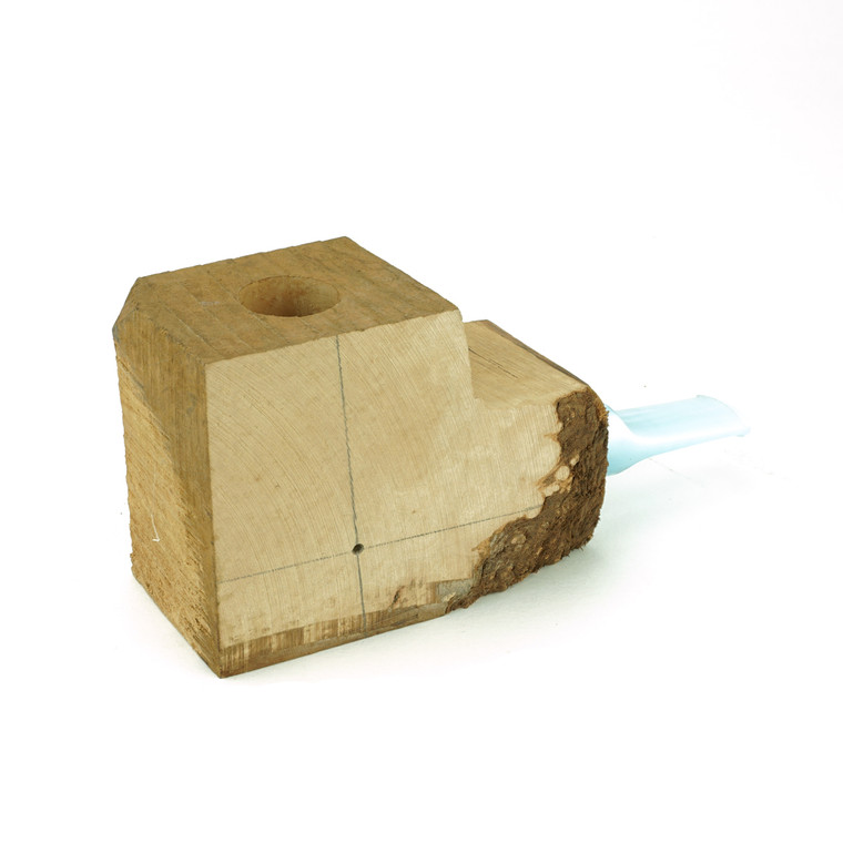 DIY Pre-drilled Briar Kit Mimmo Briar Grade 3 w/ Light Blue Swirl Stem One-Off 00567