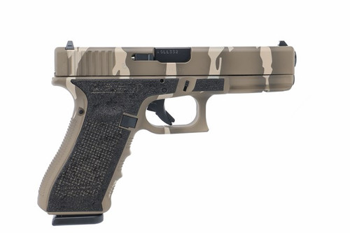 Glock G17 G4 9MM Semi-Auto Pistol Desert Sand Tiger Stripe 7+1, 4.49" Barrel, Fixed Sights, 3-17RD Mags, Accessory Rail UG1750204TTS
