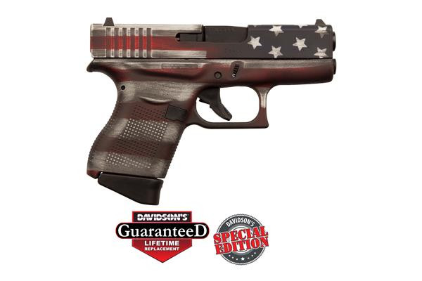 Glock G43 9MM Luger, 6+1, Fixed Sights, Cerakote Battleworn USA Flag , PI4350201CKFLAG
