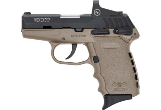 SCCY CPX-1CBDERD 9MM 10RD BLACK/FDE with Crimson Trace Red-Dot Optic