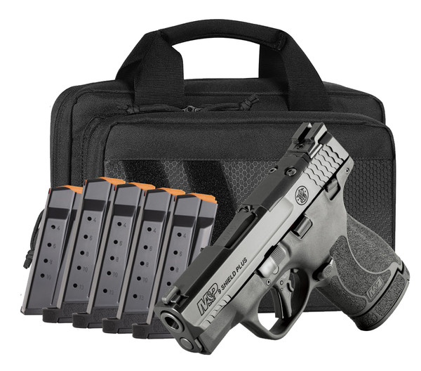 Smith & Wesson M&P9 Shield Plus 9MM Semi-Auto Pistol 13+1, Optic Ready, 3.1" Barrel, Thumb Safety, Bundle includes 6 Mags & Savior Specialist Bag 14724