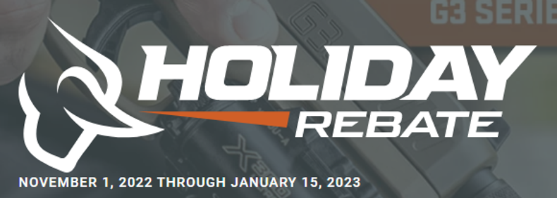 Taurus Holiday Rebate on qualifying Taurus G2, G3, and/or Taurus GX4 series pistols purchased November 1, 2022 through January 15, 2023