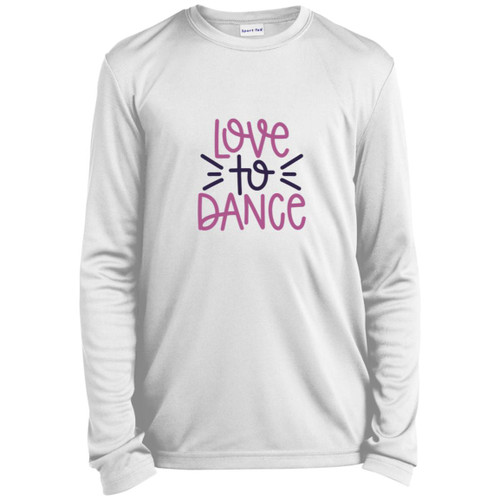 Love To Dance purple Youth Long Sleeve Performance Tee