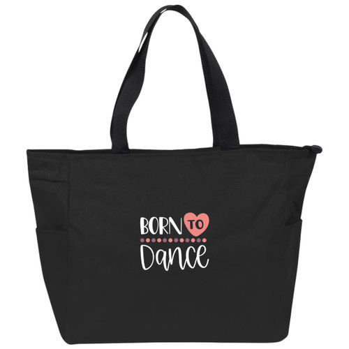 Born To dance White Essential Zip Tote