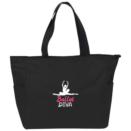 Ballet Diva White Essential Zip Tote