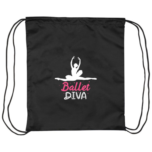 Ballet Diva White Drawstring Cinch Bag