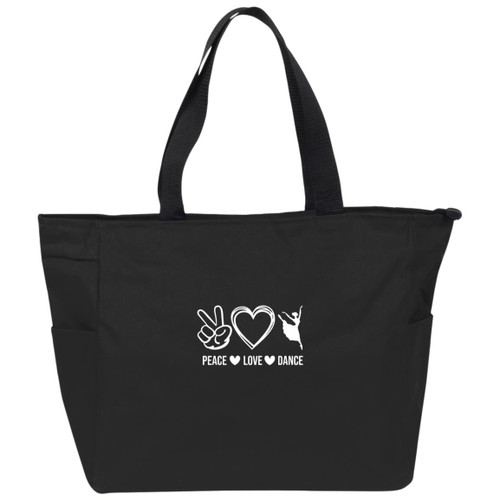 Peace love dance white Essential Zip Tote