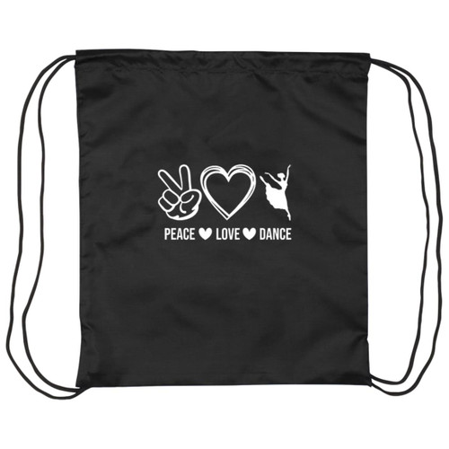 Peace love dance white Drawstring Cinch Bag