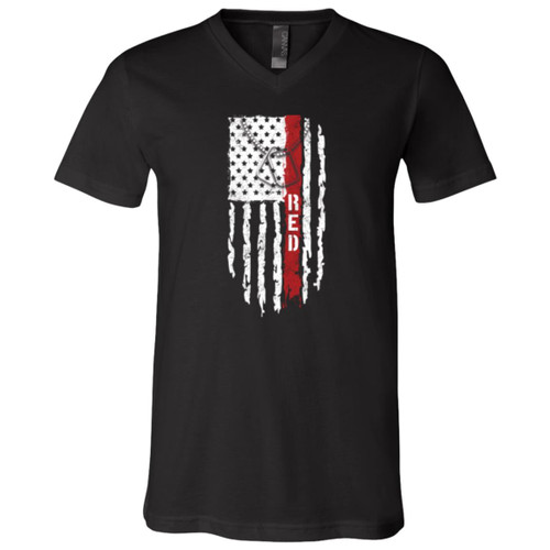 RED Design 3 Short Sleeve V-Neck T-Shirt