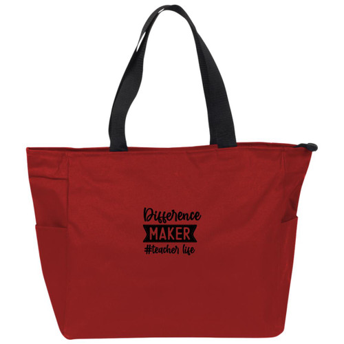Difference Maker #Teacher Life Essential Zip Tote