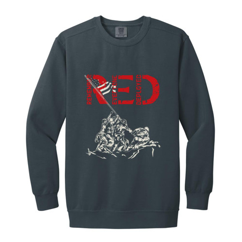 RED Design 9 Garment-Dyed Adult Crewneck Sweatshirt