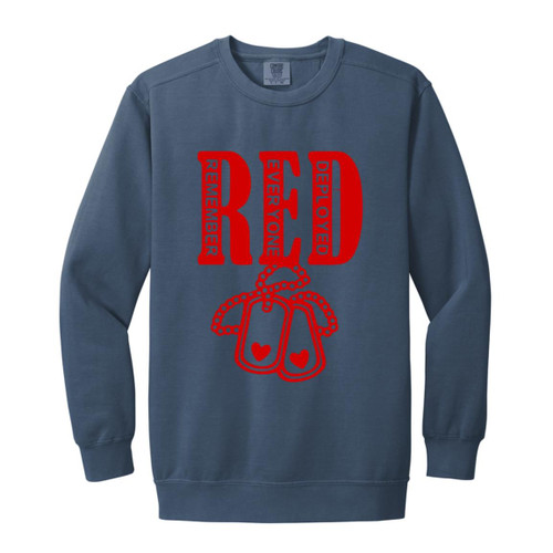 RED Design 6 Garment-Dyed Adult Crewneck Sweatshirt