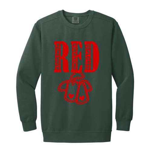 RED Design 6 Garment-Dyed Adult Crewneck Sweatshirt