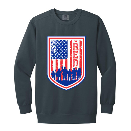 RED Design 4 Garment-Dyed Adult Crewneck Sweatshirt