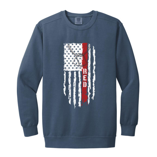 RED Design 3 Garment-Dyed Adult Crewneck Sweatshirt