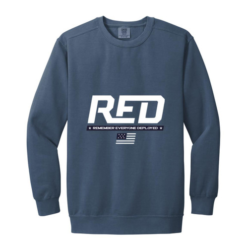 RED Design 2 Garment-Dyed Adult Crewneck Sweatshirt