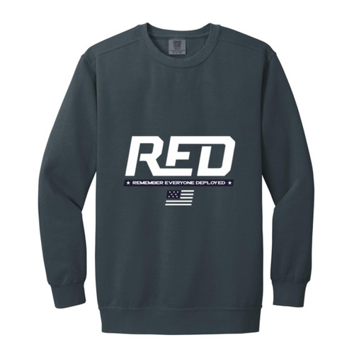 RED Design 2 Garment-Dyed Adult Crewneck Sweatshirt