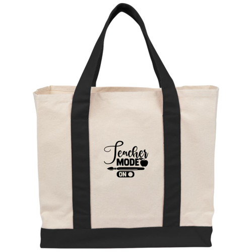 Teacher Mode On Cotton Canvas Two-Tone Tote