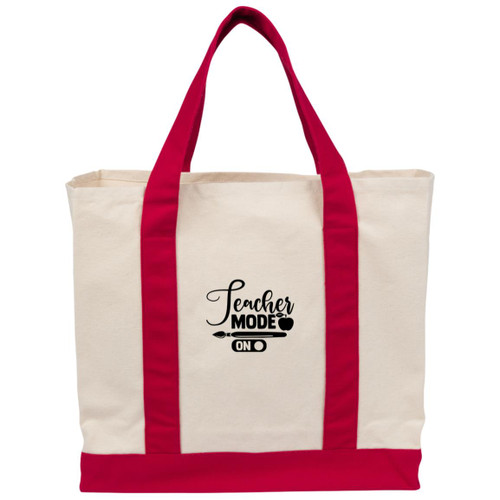 Teacher Mode On Cotton Canvas Two-Tone Tote