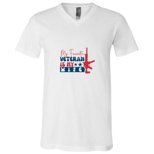 my favorite veteran is my wife Short Sleeve V-Neck T-Shirt