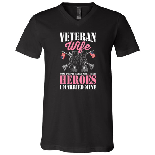 Vet Wife I married Mine Short Sleeve V-Neck T-Shirt