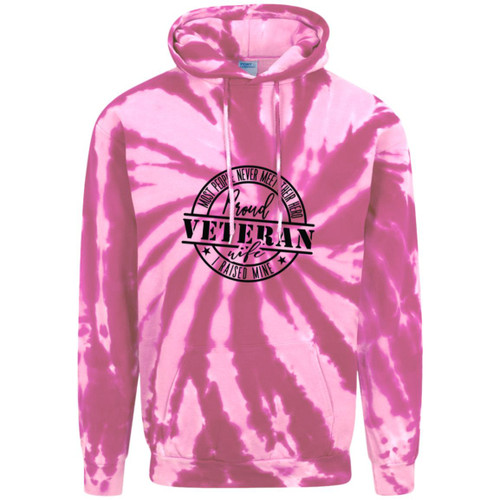 Proud Veteran Wife Adult Tie-Dye Pullover Hoodie