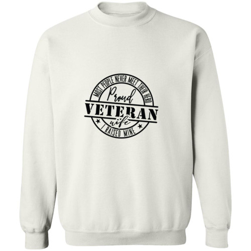 Proud Veteran Wife Crewneck Pullover Sweatshirt