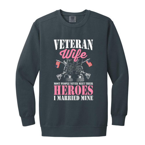 Vet Wife I married Mine Garment-Dyed Adult Crewneck Sweatshirt