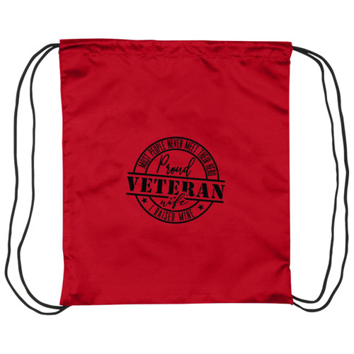 Proud Veteran Wife Drawstring Cinch Bag