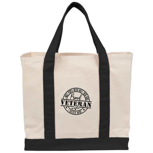 Proud Veteran Wife Cotton Canvas Two-Tone Tote