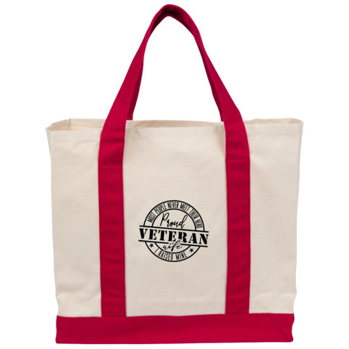 Proud Veteran Wife Cotton Canvas Two-Tone Tote