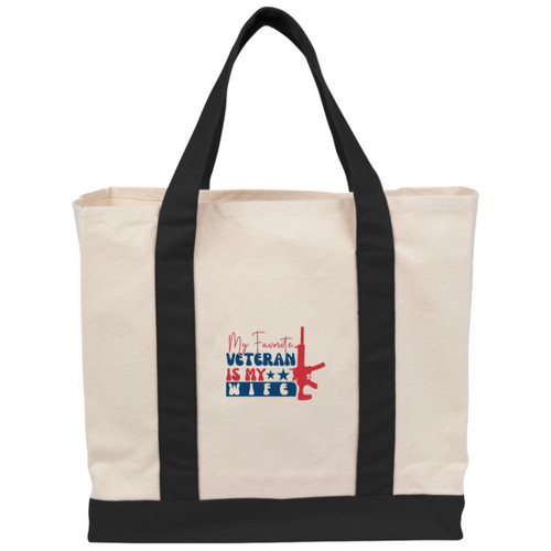 my favorite veteran is my wife Cotton Canvas Two-Tone Tote
