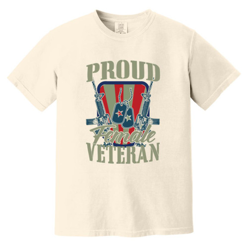 Proud Female Veteran Heavyweight Garment-Dyed T-Shirt