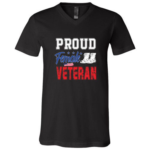 Proud female vet Short Sleeve V-Neck T-Shirt