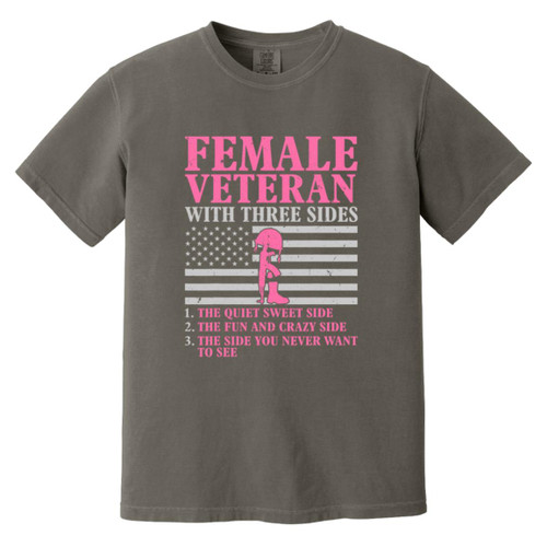 Female Veteran With 3 Sides Heavyweight Garment-Dyed T-Shirt