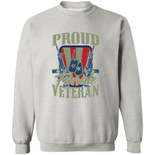 Proud Female Veteran Crewneck Pullover Sweatshirt