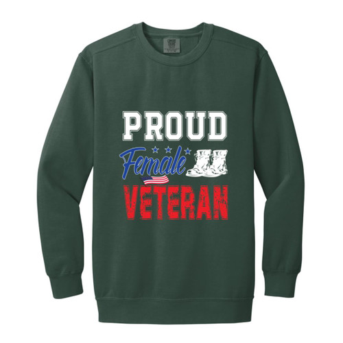 Proud female vet Garment-Dyed Adult Crewneck Sweatshirt