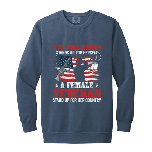 Strong Women Vet Garment-Dyed Adult Crewneck Sweatshirt
