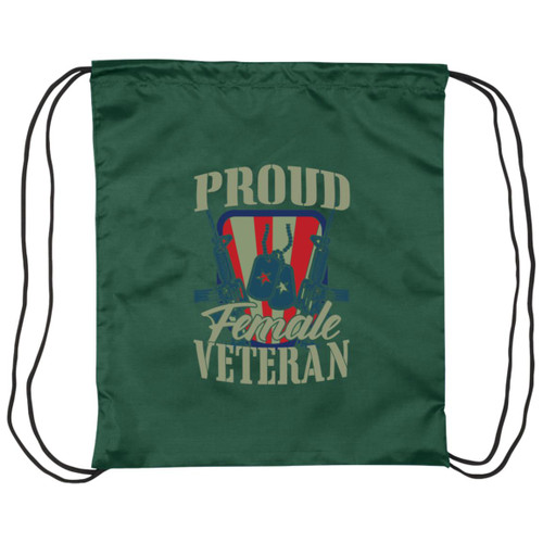 Proud Female Veteran Drawstring Cinch Bag