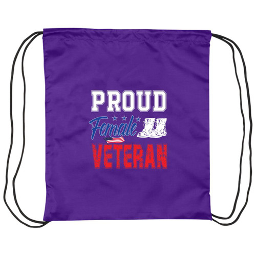 Proud female vet Drawstring Cinch Bag