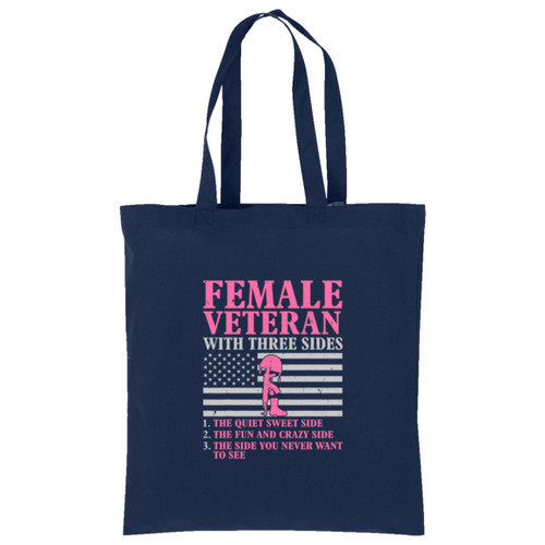 Female Veteran With 3 Sides Cotton Tote