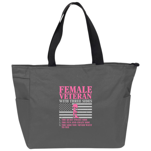 Female Veteran With 3 Sides Essential Zip Tote