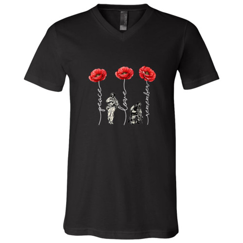 Never Forget Red poppies Short Sleeve V-Neck T-Shirt