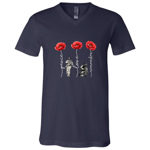 Never Forget Red poppies Short Sleeve V-Neck T-Shirt