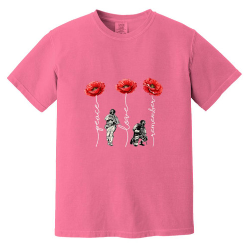 Never Forget Red poppies Heavyweight Garment-Dyed T-Shirt