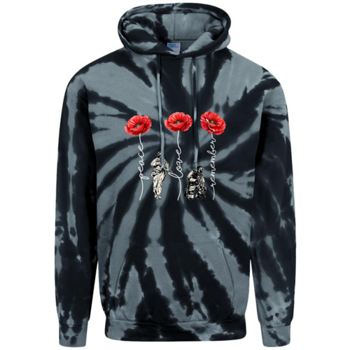 Never Forget Red poppies Adult Tie-Dye Pullover Hoodie