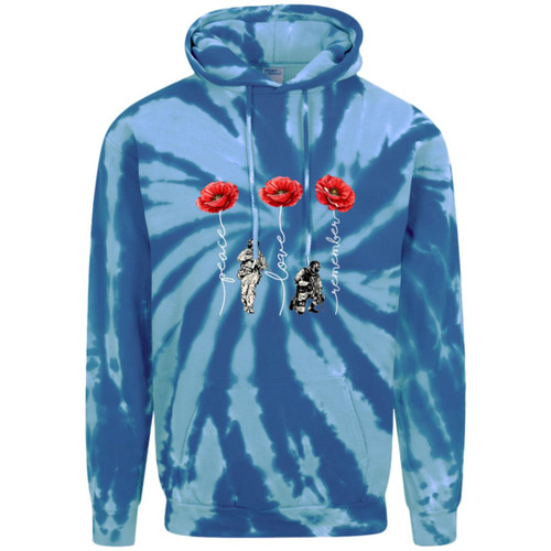 Never Forget Red poppies Adult Tie-Dye Pullover Hoodie