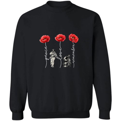 Never Forget Red poppies Crewneck Pullover Sweatshirt