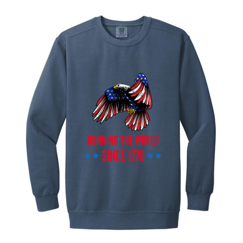 Running The World Garment-Dyed Adult Crewneck Sweatshirt