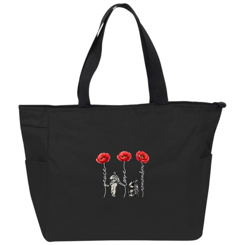 Never Forget Red poppies Essential Zip Tote